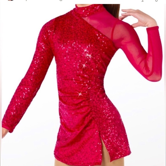 Weissman Dance dress red sequin costume Me Against The Music 12192 Child LC - Picture 3 of 16